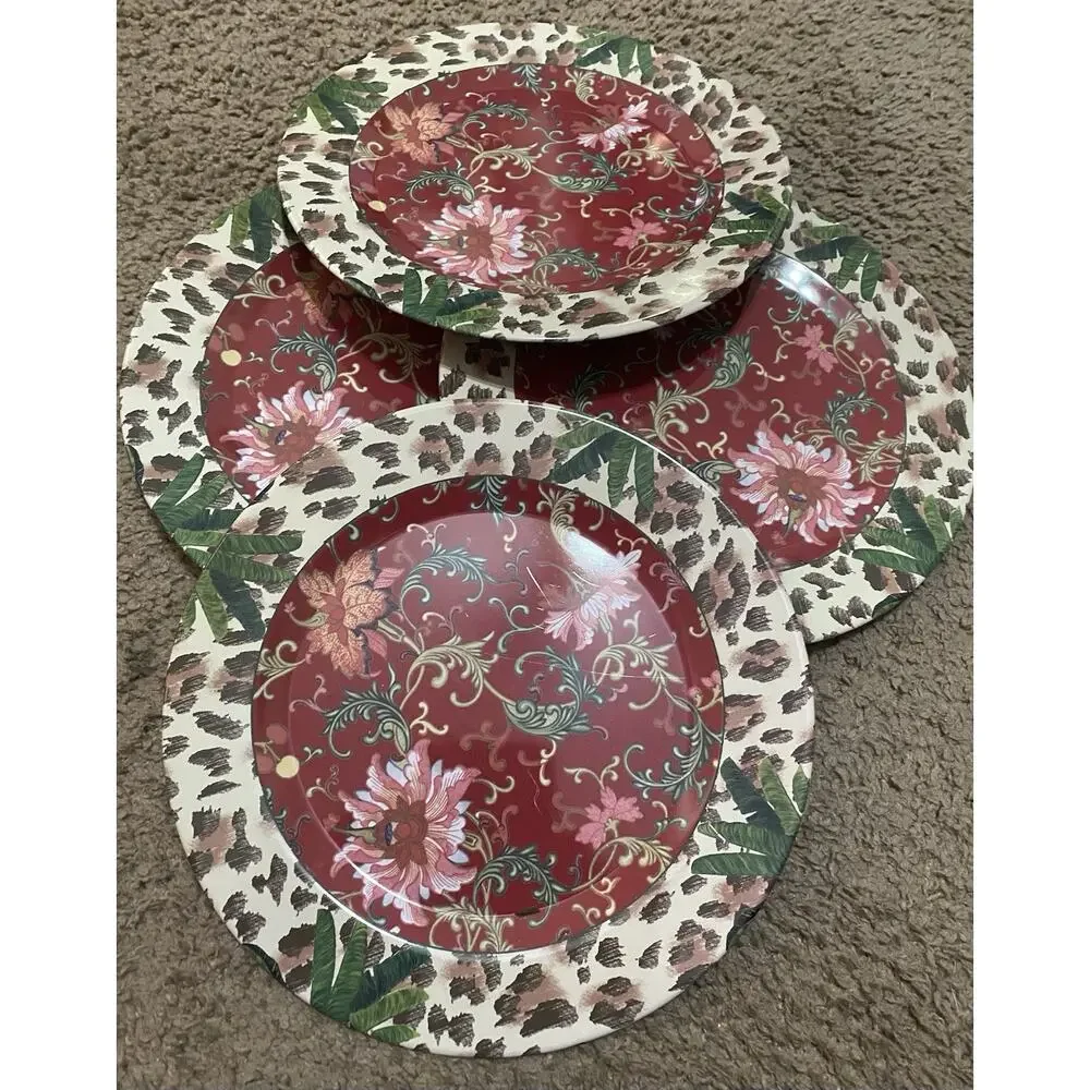 Gallery Collection Melamine 10” Dinner Plates -4 Set- Serving Dish Holiday A1